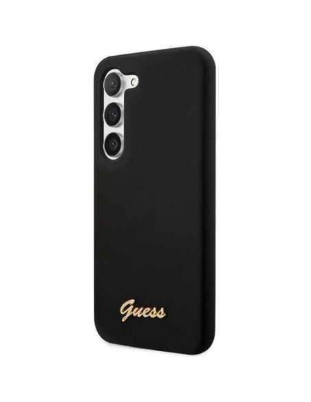Guess Silicone Vintage Gold Logo dėklas, skirtas Samsung Galaxy S23 - juodas Guess Silicone Vintage Gold Logo dėklas, skirtas Samsung Galaxy S23 - juodas