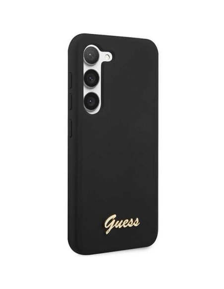 Guess Silicone Vintage Gold Logo dėklas, skirtas Samsung Galaxy S23 - juodas Guess Silicone Vintage Gold Logo dėklas, skirtas Samsung Galaxy S23 - juodas