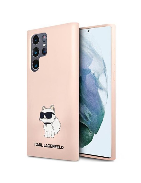 Karl Lagerfeld Silicone Choupette dėklas Samsung Galaxy S23 Ultra - rožinis