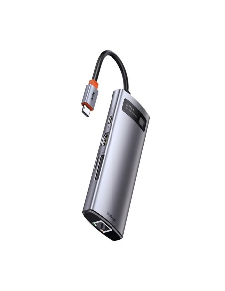 Daugiafunkcis HUB 8in1 USB USB-C PD 100W HDMI SD ir microSD kortelių skaitytuvas 3x USB 3.2 RJ45 Pilka Daugiafunkcis HUB 8in1 USB USB-C PD 100W HDMI SD ir microSD kortelių skaitytuvas 3x USB 3.2 RJ45 Pilka