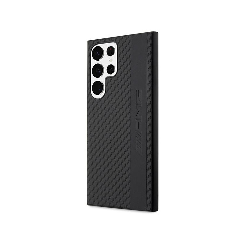 AMG Carbon Stripe&Embossed dėklas, skirtas Samsung Galaxy S23 Ultra - juodas
