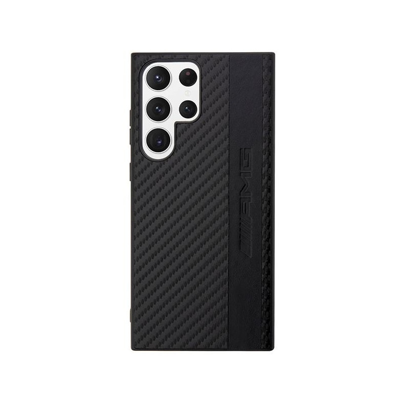 AMG Carbon Stripe&Embossed dėklas, skirtas Samsung Galaxy S23 Ultra - juodas