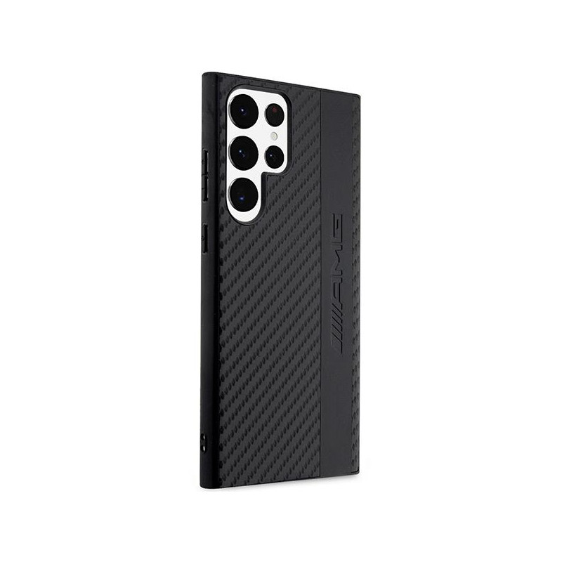 AMG Carbon Stripe&Embossed dėklas, skirtas Samsung Galaxy S23 Ultra - juodas