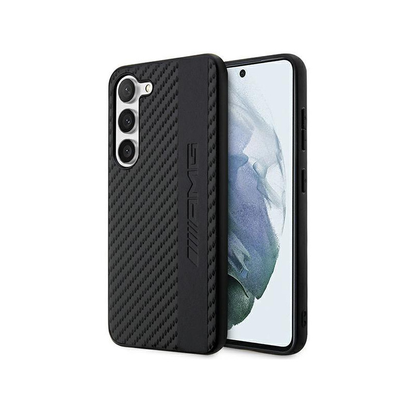 AMG Carbon Stripe&Embossed dėklas, skirtas Samsung Galaxy S23 - juodas