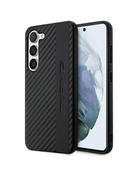 AMG Carbon Stripe&Embossed dėklas, skirtas Samsung Galaxy S23 - juodas AMG Carbon Stripe&Embossed dėklas, skirtas Samsung Galaxy S23 - juodas