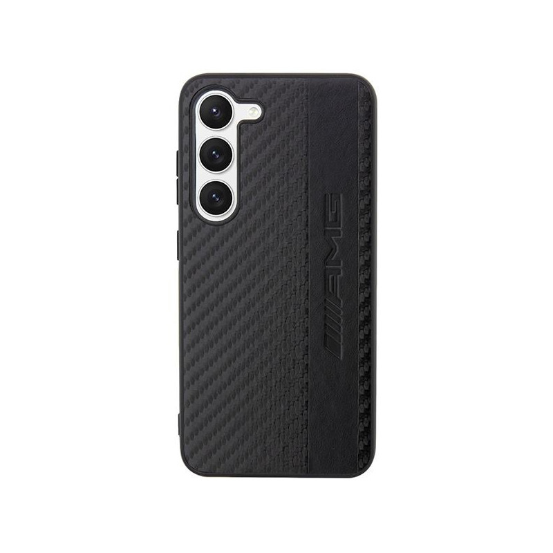 AMG Carbon Stripe&Embossed dėklas, skirtas Samsung Galaxy S23 - juodas