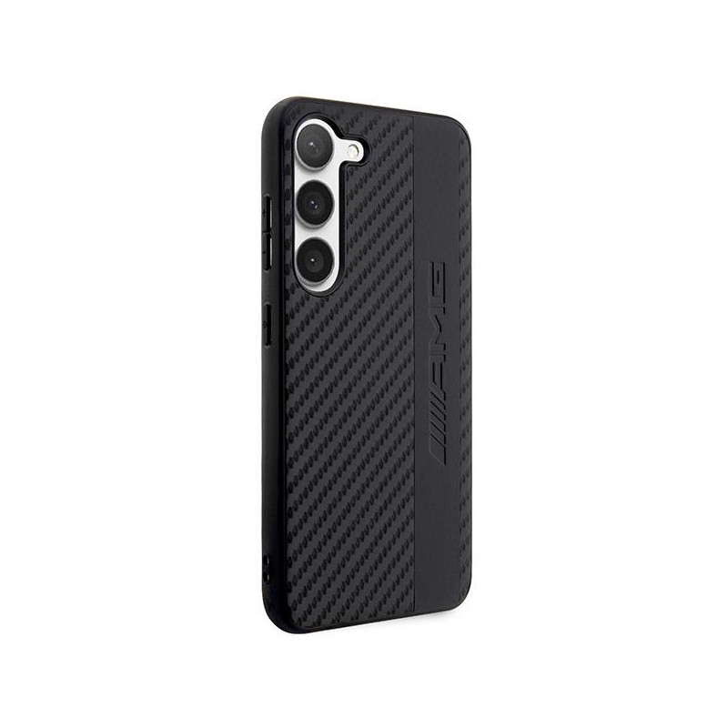 AMG Carbon Stripe&Embossed dėklas, skirtas Samsung Galaxy S23 - juodas
