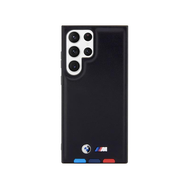 BMW Leather Stamp Tricolor dėklas Samsung Galaxy S23 Ultra - juodas