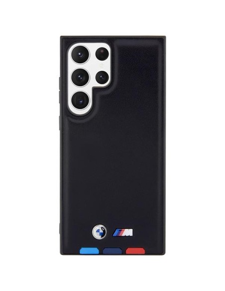 BMW Leather Stamp Tricolor dėklas Samsung Galaxy S23 Ultra - juodas BMW Leather Stamp Tricolor dėklas Samsung Galaxy S23 Ultra - juodas