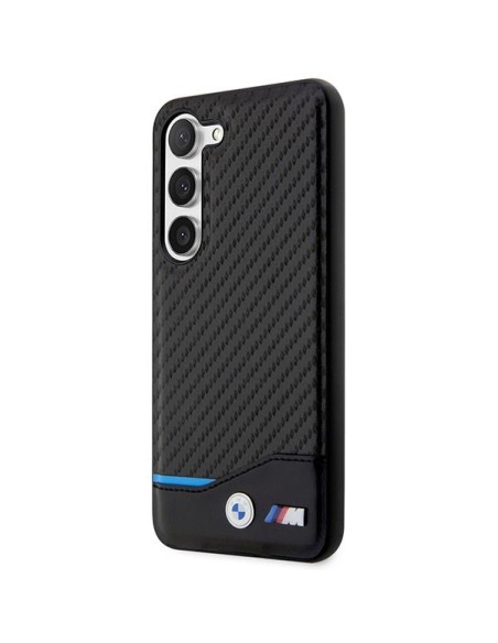 BMW Leather Carbon dėklas Samsung Galaxy S23+ - juodas BMW Leather Carbon dėklas Samsung Galaxy S23+ - juodas