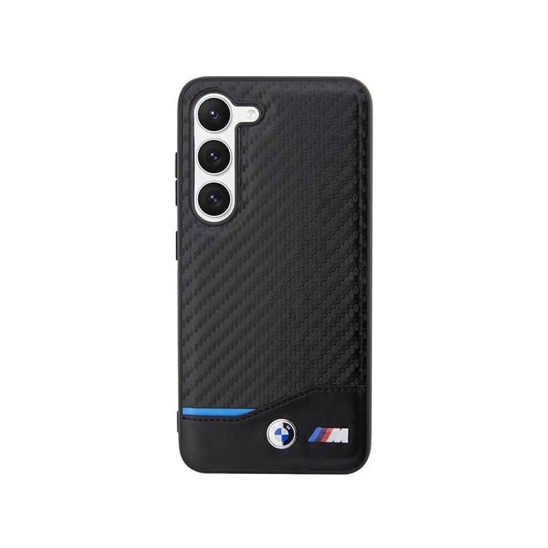 BMW Leather Carbon dėklas Samsung Galaxy S23+ - juodas