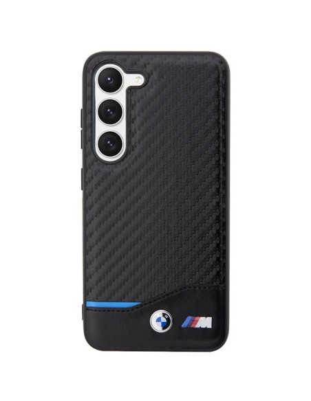BMW Leather Carbon dėklas Samsung Galaxy S23+ - juodas BMW Leather Carbon dėklas Samsung Galaxy S23+ - juodas