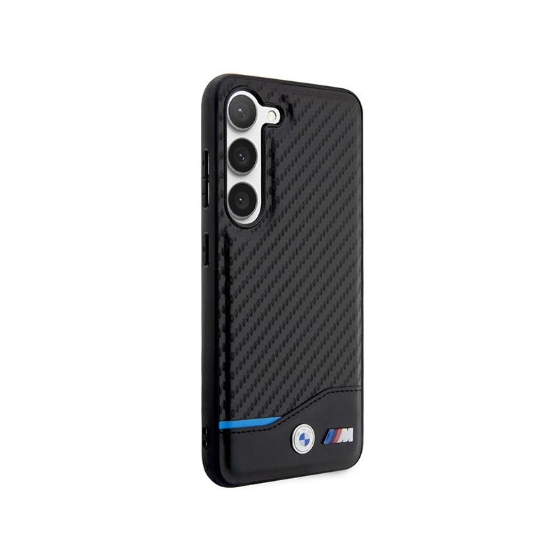 BMW Leather Carbon dėklas Samsung Galaxy S23+ - juodas