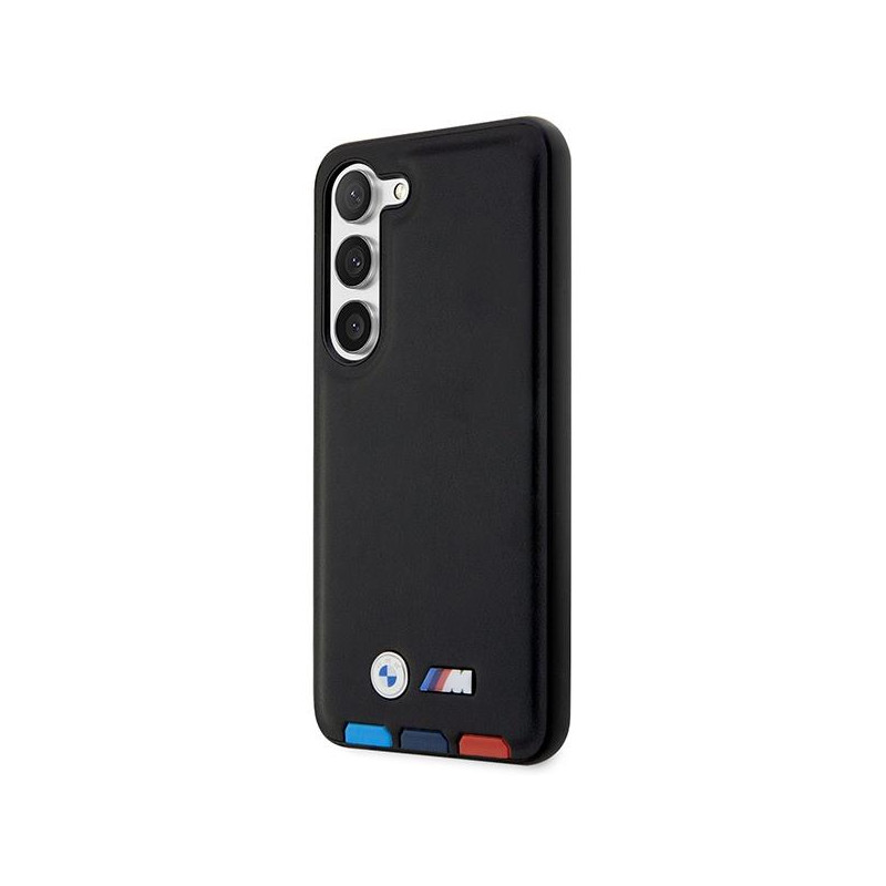 BMW Leather Stamp Tricolor dėklas Samsung Galaxy S23+ - juodas