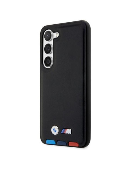 BMW Leather Stamp Tricolor dėklas Samsung Galaxy S23+ - juodas BMW Leather Stamp Tricolor dėklas Samsung Galaxy S23+ - juodas