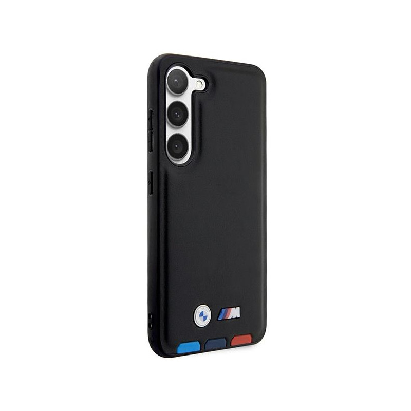 BMW Leather Stamp Tricolor dėklas Samsung Galaxy S23+ - juodas