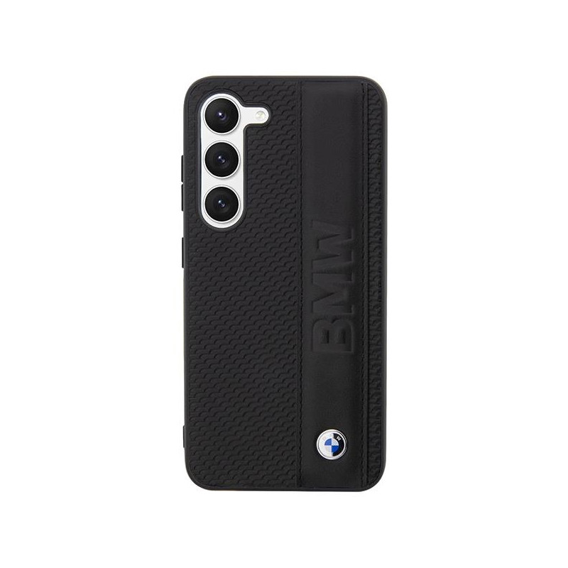 BMW Leather Textured & Stripe dėklas, skirtas Samsung Galaxy S23 - juodas