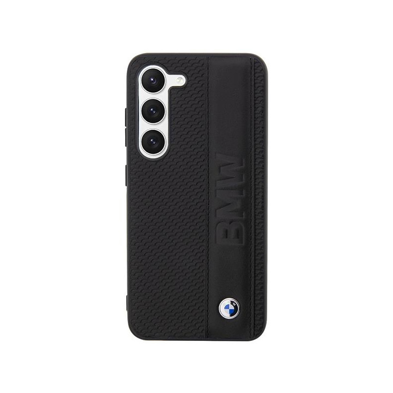 BMW Leather Textured & Stripe dėklas, skirtas Samsung Galaxy S23+ - juodas