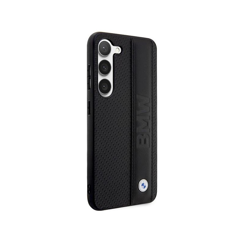 BMW Leather Textured & Stripe dėklas, skirtas Samsung Galaxy S23+ - juodas