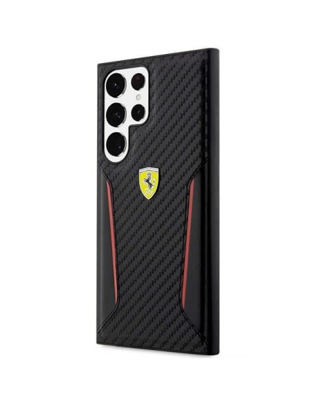 Ferrari Carbon Contrast Edges dėklas, skirtas Samsung Galaxy S23 Ultra - juodas Ferrari Carbon Contrast Edges dėklas, skirtas Samsung Galaxy S23 Ultra - juodas