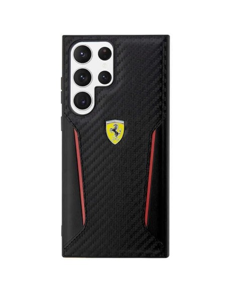 Ferrari Carbon Contrast Edges dėklas, skirtas Samsung Galaxy S23 Ultra - juodas Ferrari Carbon Contrast Edges dėklas, skirtas Samsung Galaxy S23 Ultra - juodas