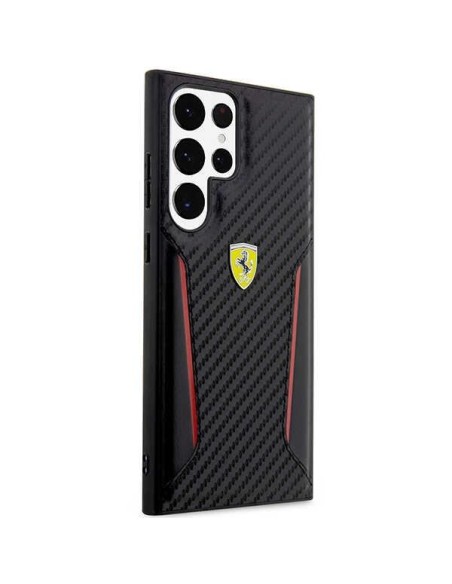 Ferrari Carbon Contrast Edges dėklas, skirtas Samsung Galaxy S23 Ultra - juodas Ferrari Carbon Contrast Edges dėklas, skirtas Samsung Galaxy S23 Ultra - juodas