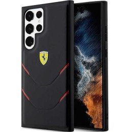 Ferrari Hot Stamp Lines dėklas, skirtas Samsung Galaxy S23 Ultra - juodas