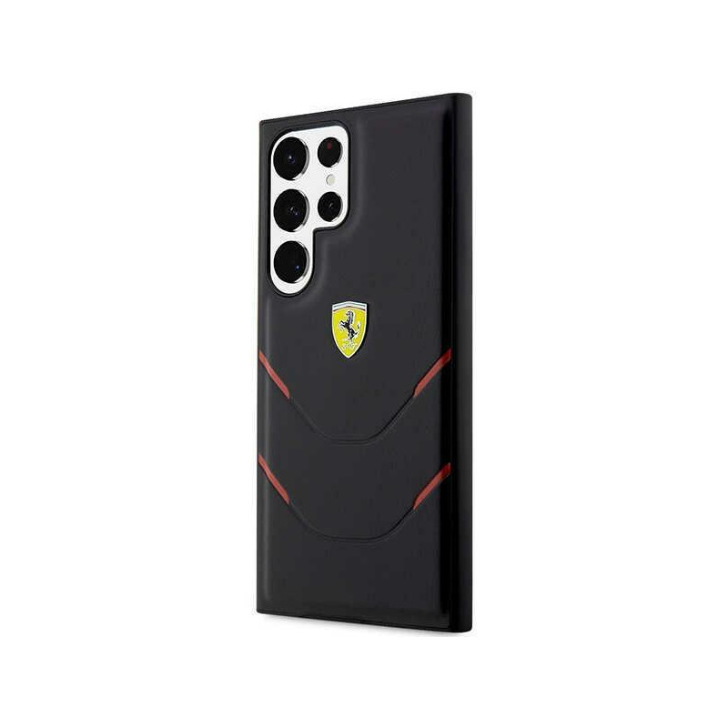 Ferrari Hot Stamp Lines dėklas, skirtas Samsung Galaxy S23 Ultra - juodas