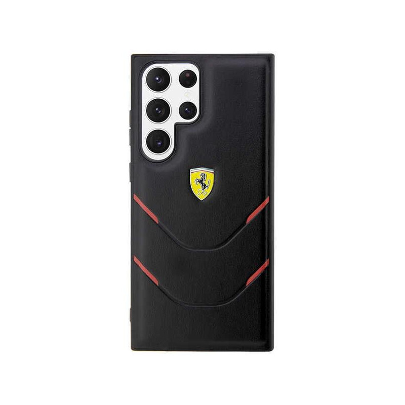 Ferrari Hot Stamp Lines dėklas, skirtas Samsung Galaxy S23 Ultra - juodas