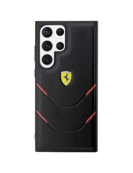 Ferrari Hot Stamp Lines dėklas, skirtas Samsung Galaxy S23 Ultra - juodas Ferrari Hot Stamp Lines dėklas, skirtas Samsung Galaxy S23 Ultra - juodas