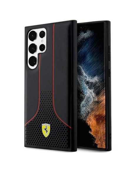 Ferrari Perforated 296 P dėklas, skirtas Samsung Galaxy S23 Ultra - juodas