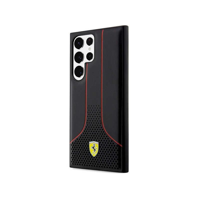 Ferrari Perforated 296 P dėklas, skirtas Samsung Galaxy S23 Ultra - juodas