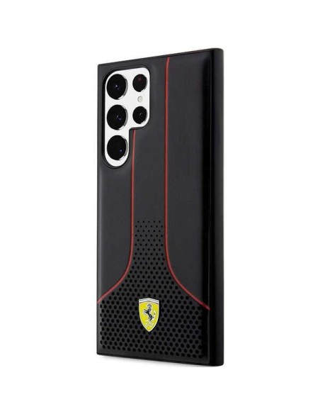 Ferrari Perforated 296 P dėklas, skirtas Samsung Galaxy S23 Ultra - juodas