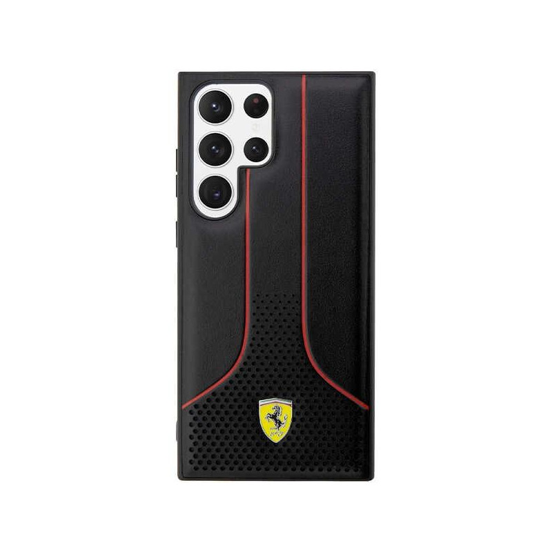 Ferrari Perforated 296 P dėklas, skirtas Samsung Galaxy S23 Ultra - juodas