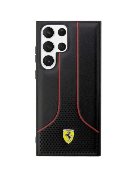Ferrari Perforated 296 P dėklas, skirtas Samsung Galaxy S23 Ultra - juodas