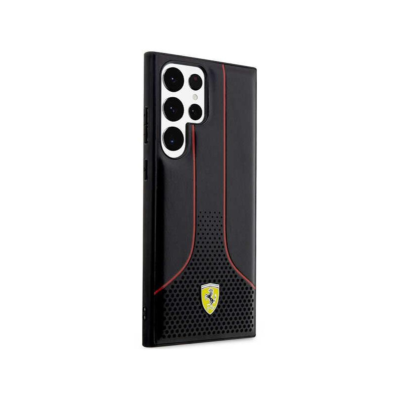 Ferrari Perforated 296 P dėklas, skirtas Samsung Galaxy S23 Ultra - juodas
