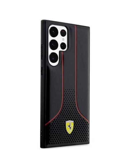 Ferrari Perforated 296 P dėklas, skirtas Samsung Galaxy S23 Ultra - juodas