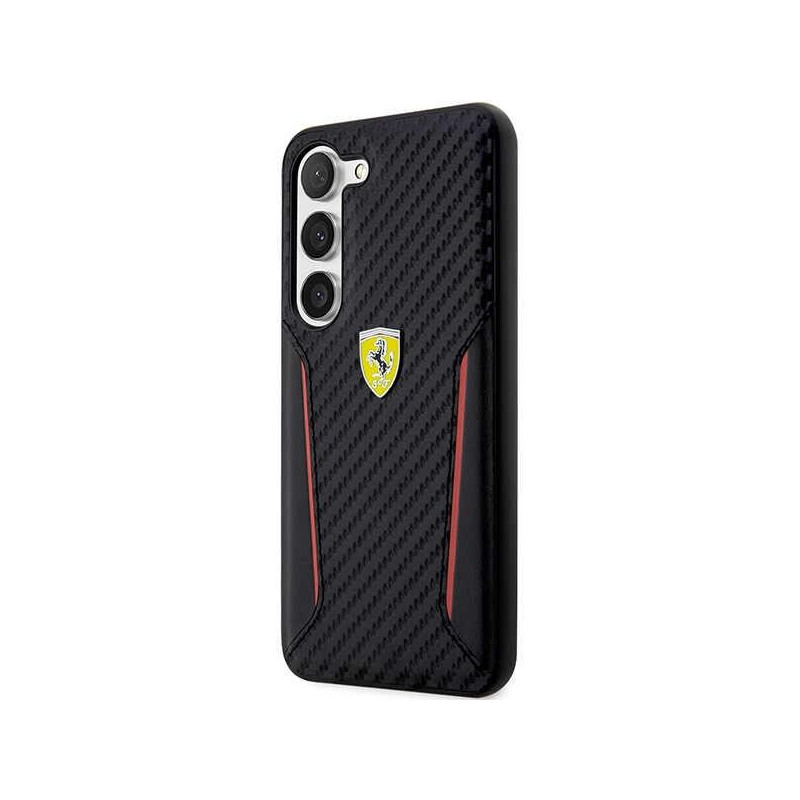 Ferrari Carbon Contrast Edges dėklas, skirtas Samsung Galaxy S23+ - juodas