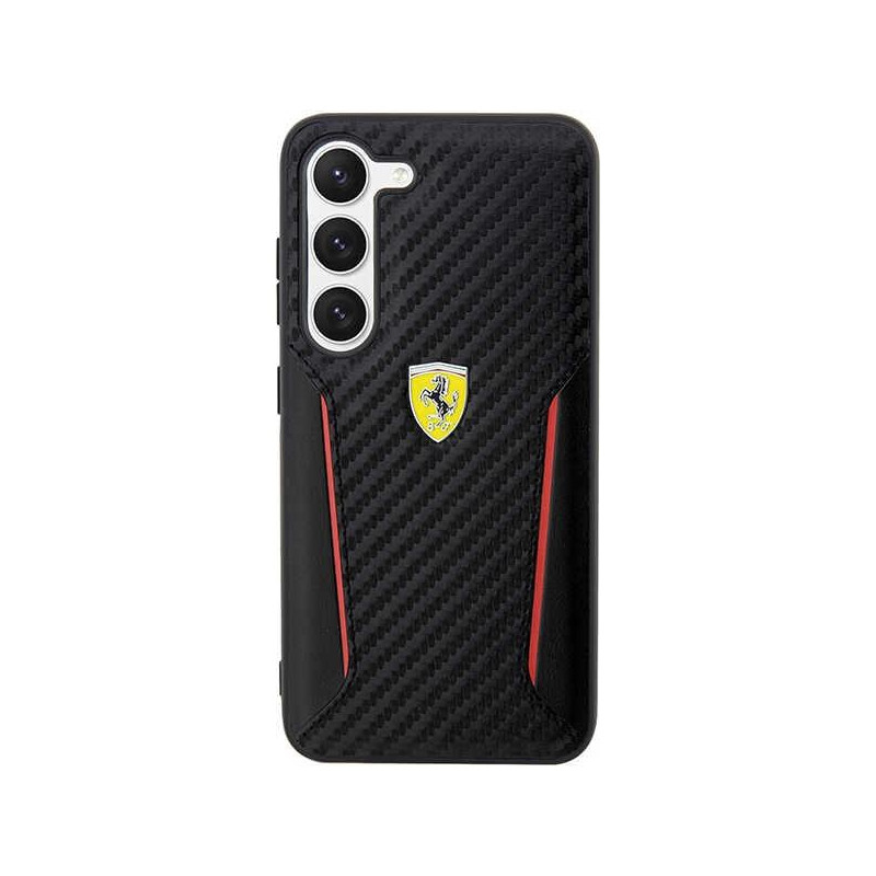 Ferrari Carbon Contrast Edges dėklas, skirtas Samsung Galaxy S23+ - juodas