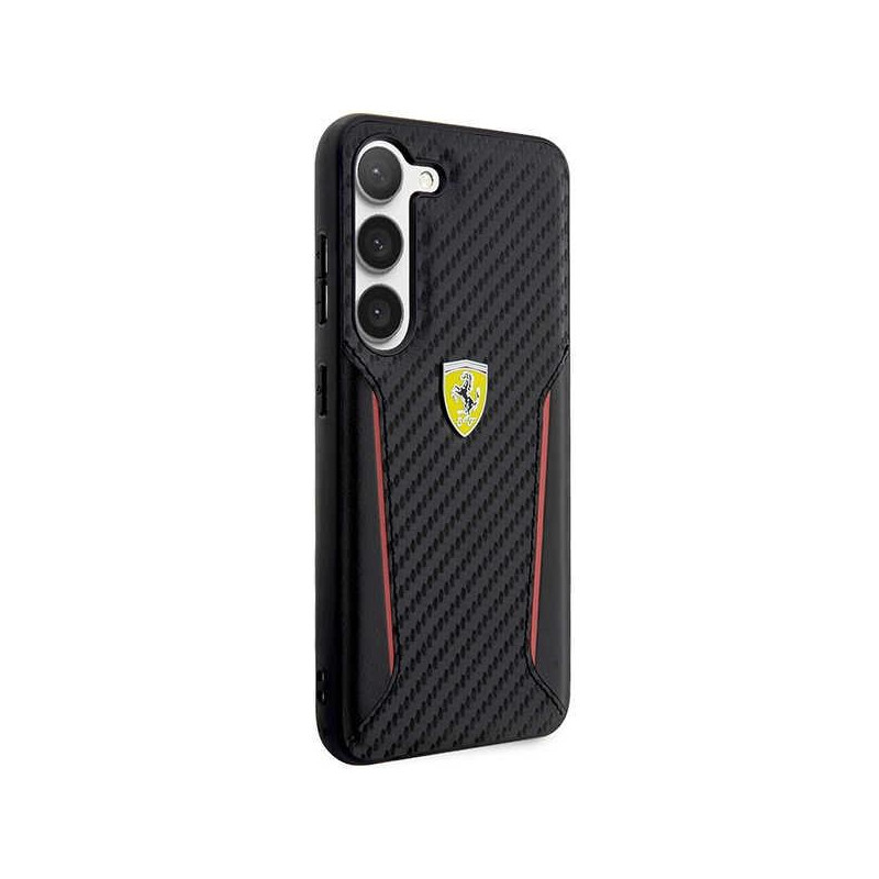 Ferrari Carbon Contrast Edges dėklas, skirtas Samsung Galaxy S23+ - juodas
