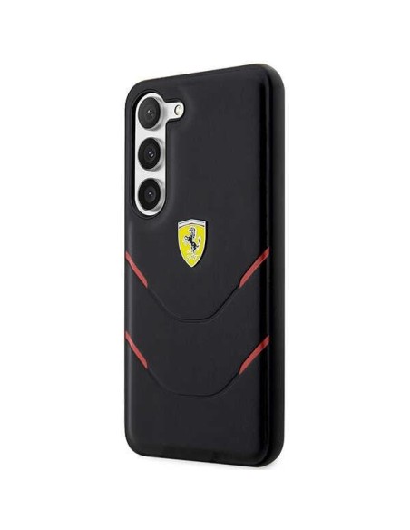 Ferrari Hot Stamp Lines dėklas, skirtas Samsung Galaxy S23+ - juodas Ferrari Hot Stamp Lines dėklas, skirtas Samsung Galaxy S23+ - juodas