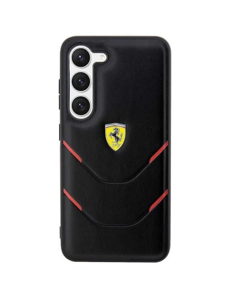 Ferrari Hot Stamp Lines dėklas, skirtas Samsung Galaxy S23+ - juodas Ferrari Hot Stamp Lines dėklas, skirtas Samsung Galaxy S23+ - juodas
