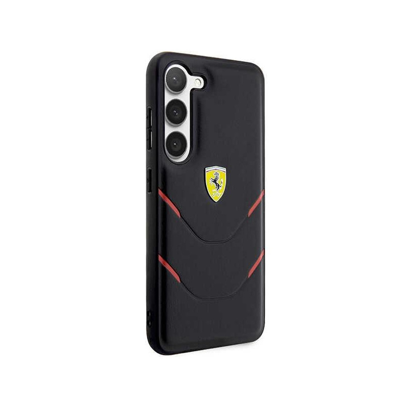 Ferrari Hot Stamp Lines dėklas, skirtas Samsung Galaxy S23+ - juodas