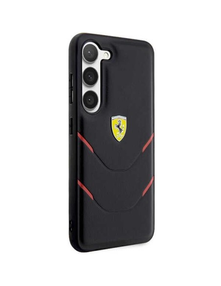 Ferrari Hot Stamp Lines dėklas, skirtas Samsung Galaxy S23+ - juodas Ferrari Hot Stamp Lines dėklas, skirtas Samsung Galaxy S23+ - juodas