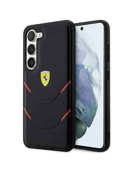 Ferrari Hot Stamp Lines dėklas Samsung Galaxy S23 - juodas Ferrari Hot Stamp Lines dėklas Samsung Galaxy S23 - juodas