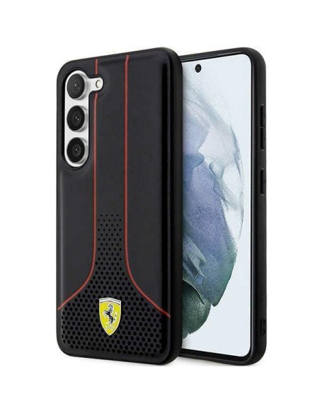 Ferrari Perforated 296 P dėklas, skirtas Samsung Galaxy S23 - juodas
