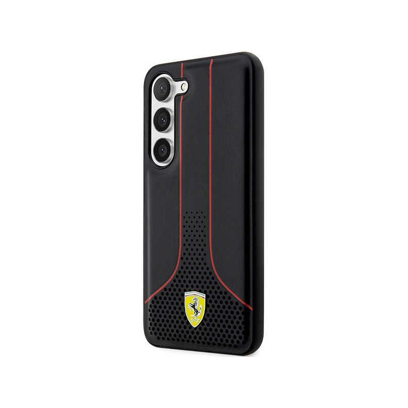Ferrari Perforated 296 P dėklas, skirtas Samsung Galaxy S23 - juodas