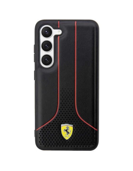 Ferrari Perforated 296 P dėklas, skirtas Samsung Galaxy S23 - juodas