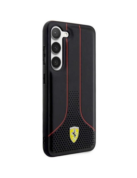 Ferrari Perforated 296 P dėklas, skirtas Samsung Galaxy S23 - juodas