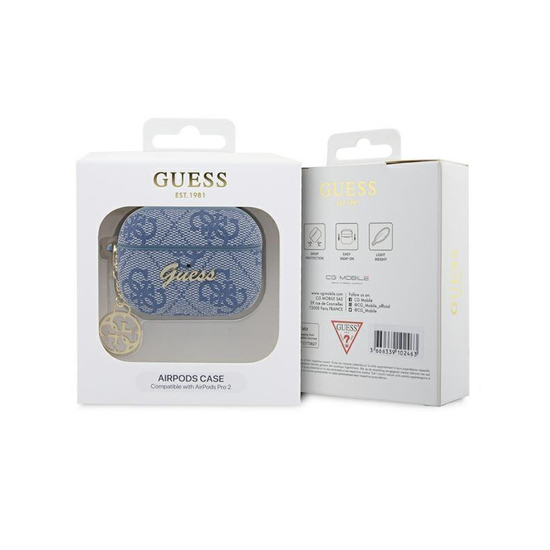 Guess 4G Charm Collection dėklas, skirtas AirPods Pro 2 – mėlynas